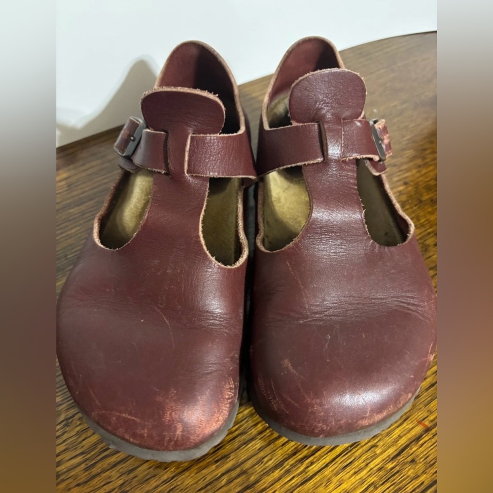 Birkentock Paris Mary Jane Leather Shoes - Burgundy